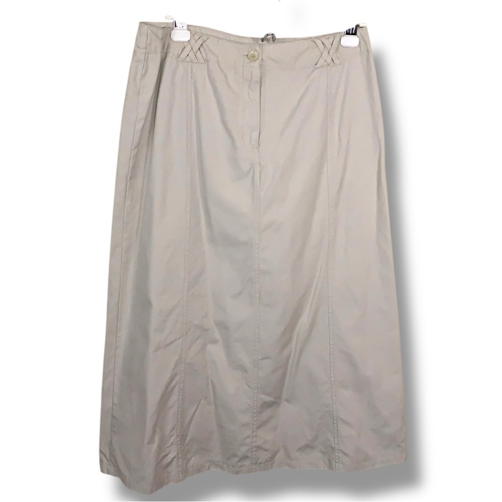 Vintage Size 8 White Stag Khaki Beige Skirt Aline Midi 90s Y2K  Classic Neutral